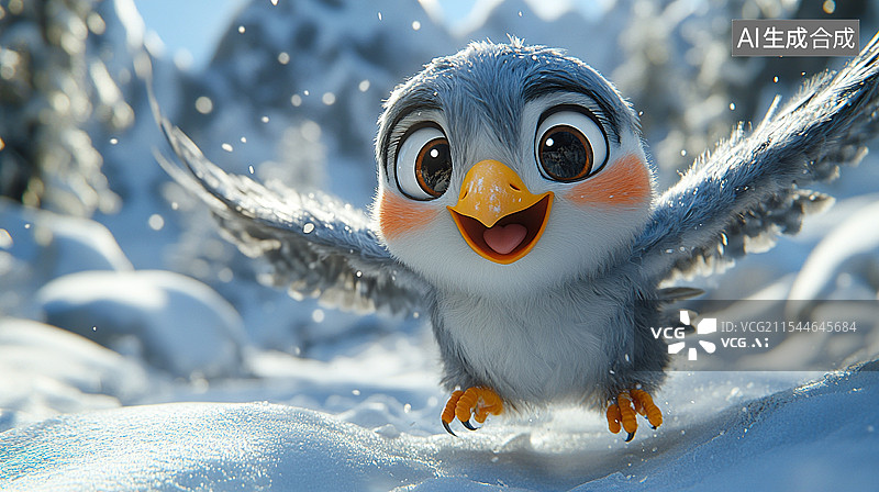 【AI数字艺术】3D可爱老鹰图片素材