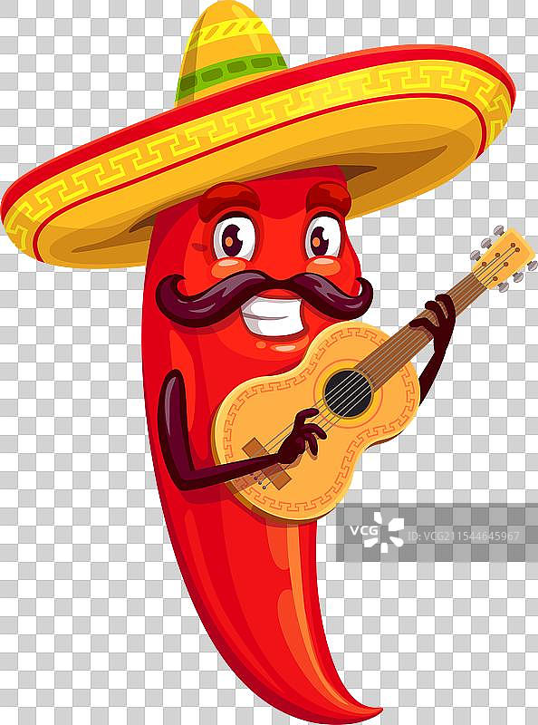 墨西哥辣椒角色的马里亚奇音乐家图片素材