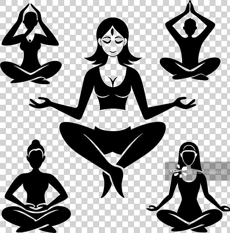 瑜伽女性姿势剪影 2图片素材