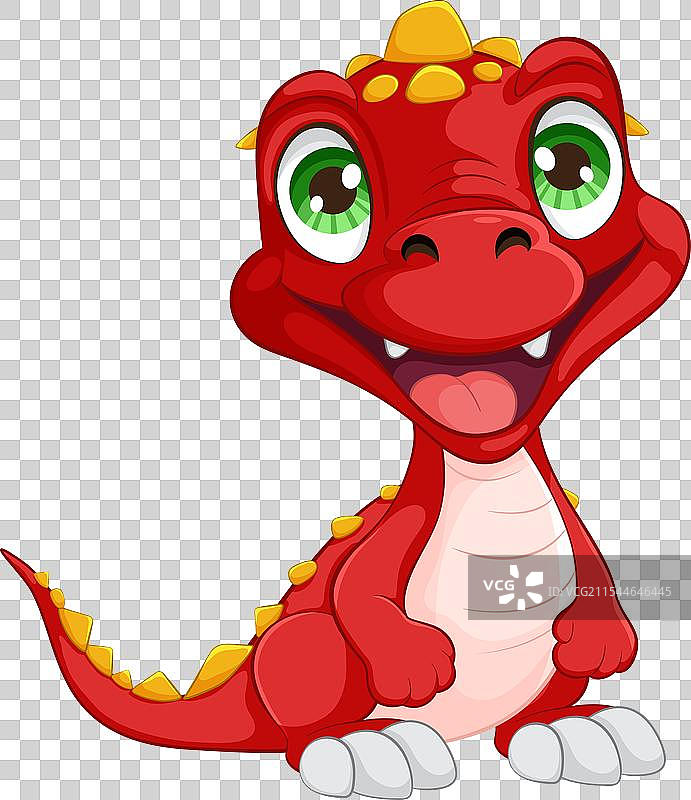 可爱的红色龙带着友好的微笑图片素材