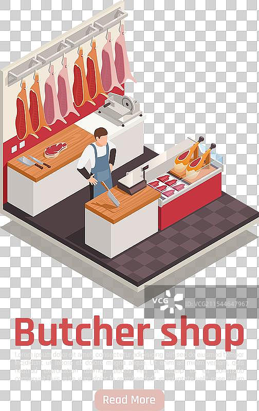屠夫店等距构图图片素材
