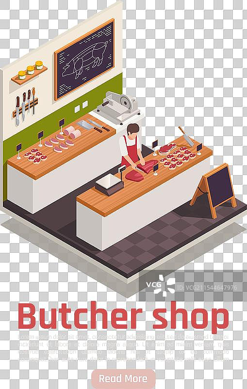 肉店等距构图图片素材