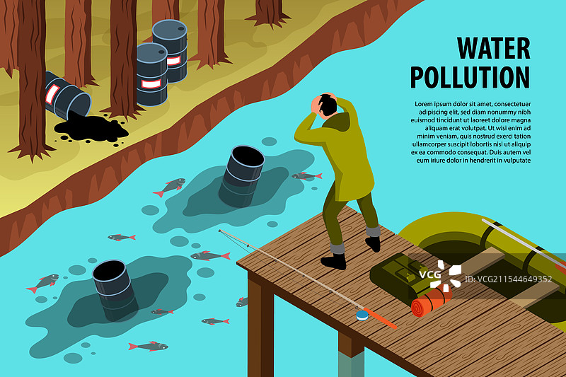 等距水污染背景图片素材