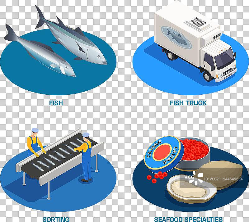 海鲜等距构图系列图片素材