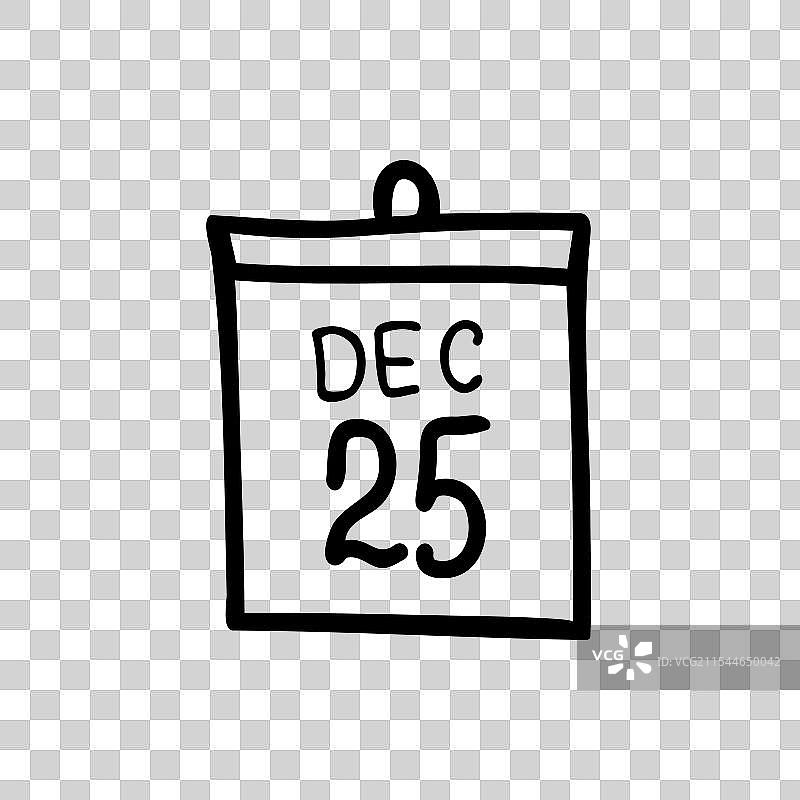 涂鸦日历表 12月25日图片素材
