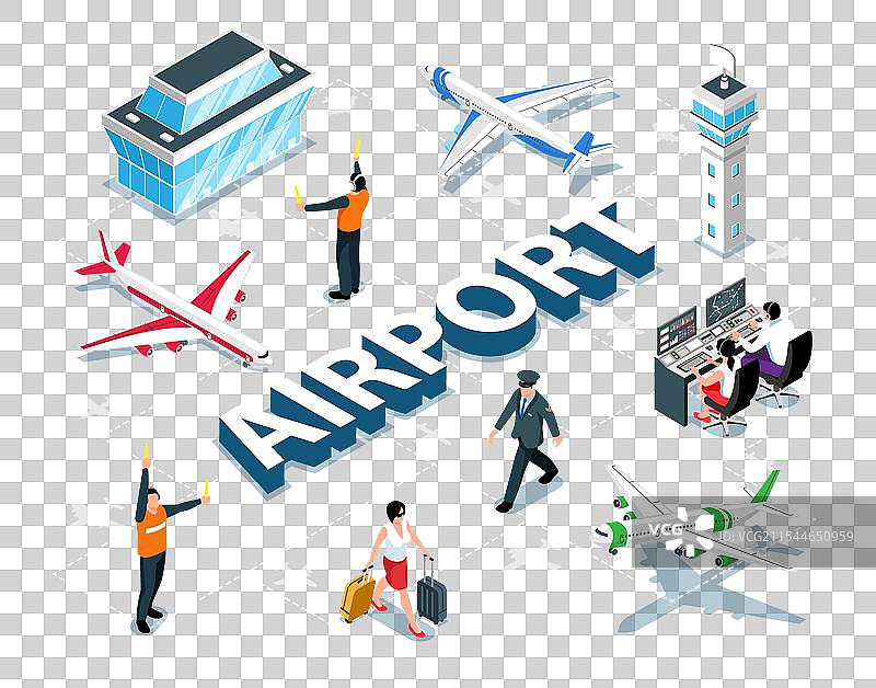 等距机场流程图图片素材