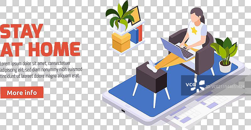 远程工作等距构图图片素材