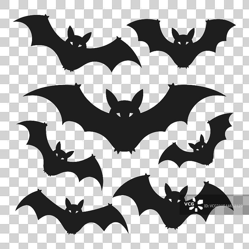 一组万圣节蝙蝠剪影图片素材