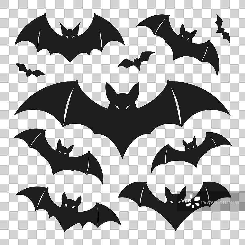一组万圣节蝙蝠剪影图片素材