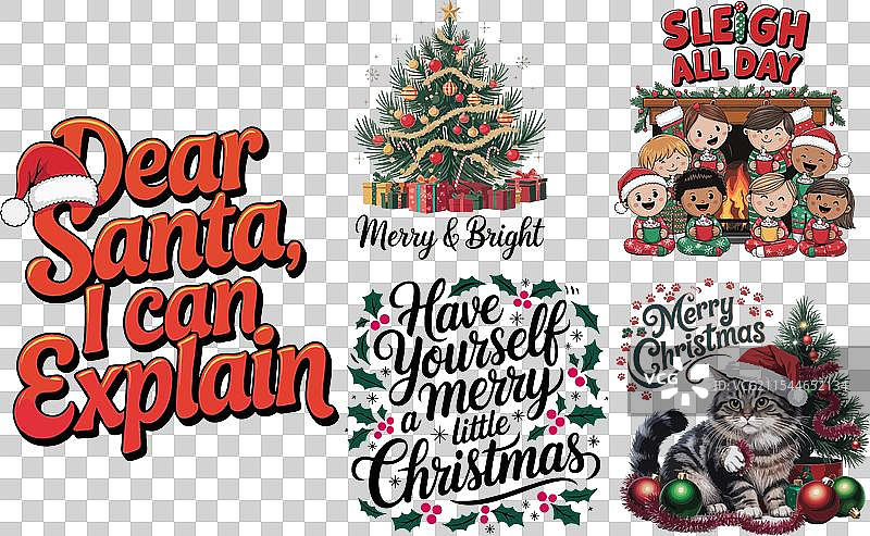 舒适的圣诞节T恤，适合节日家庭穿着图片素材