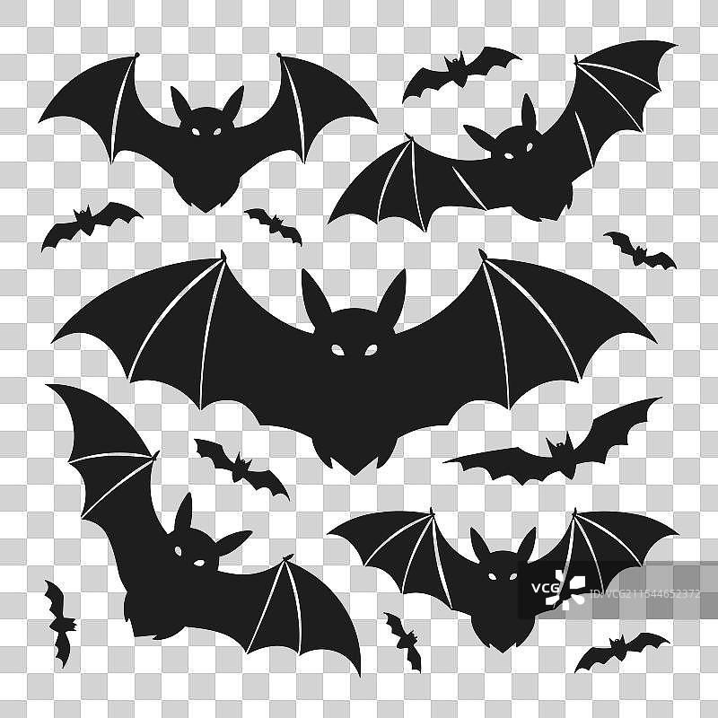 一组万圣节蝙蝠剪影图片素材
