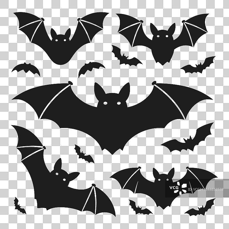 一组万圣节蝙蝠剪影图片素材