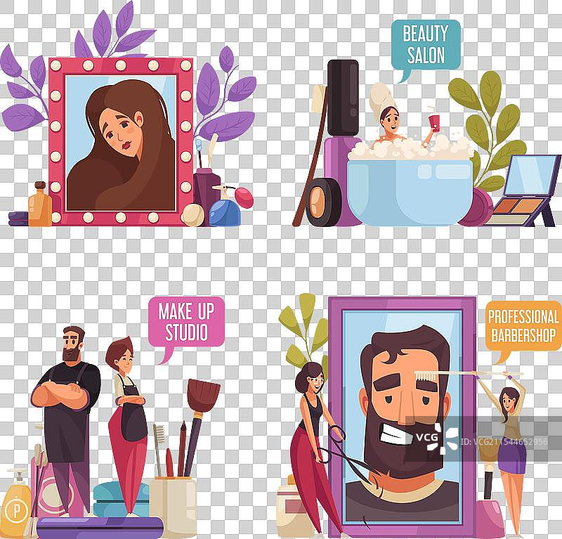 美容师平面构图套件图片素材