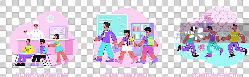 学校三种平面构图与大学橄榄球图片素材