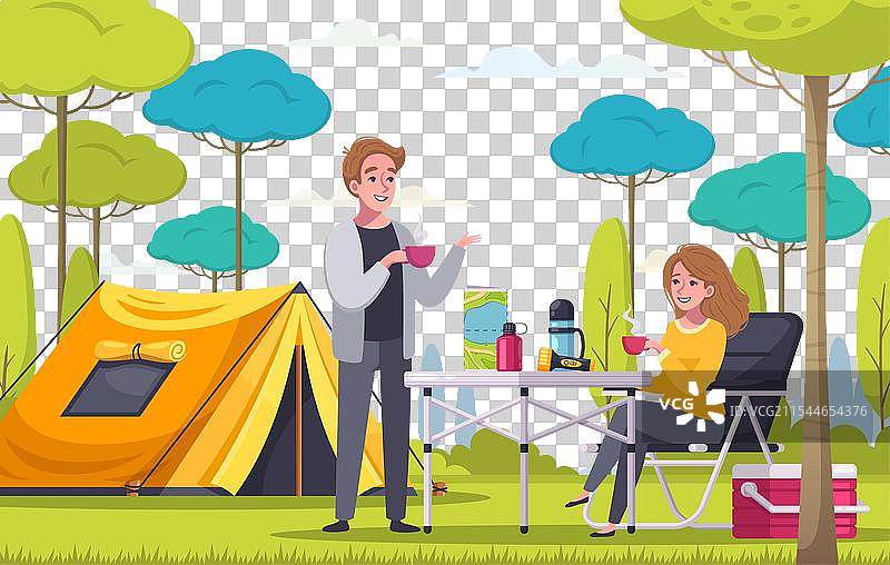 露营卡通场景图片素材