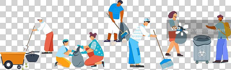 清理志愿者的平面构图图片素材