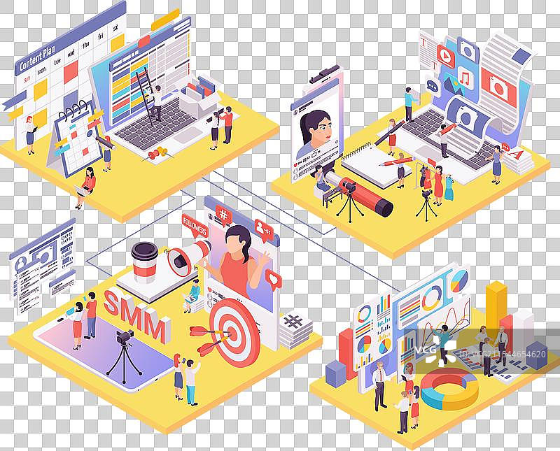 博客与视频博客的等距构图图片素材