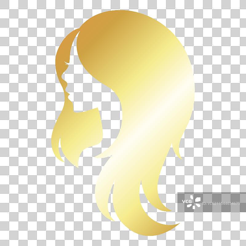 卷发女孩的剪影图片素材