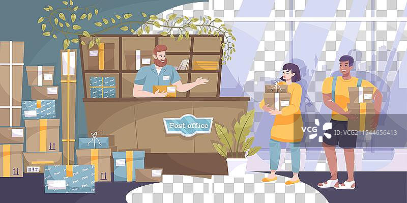 邮件包裹平面构图图片素材