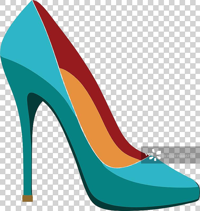 天空色女性高跟鞋，白色背景图片素材