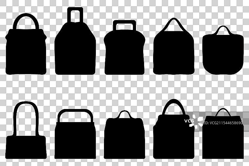 购物袋轮廓图标集图片素材