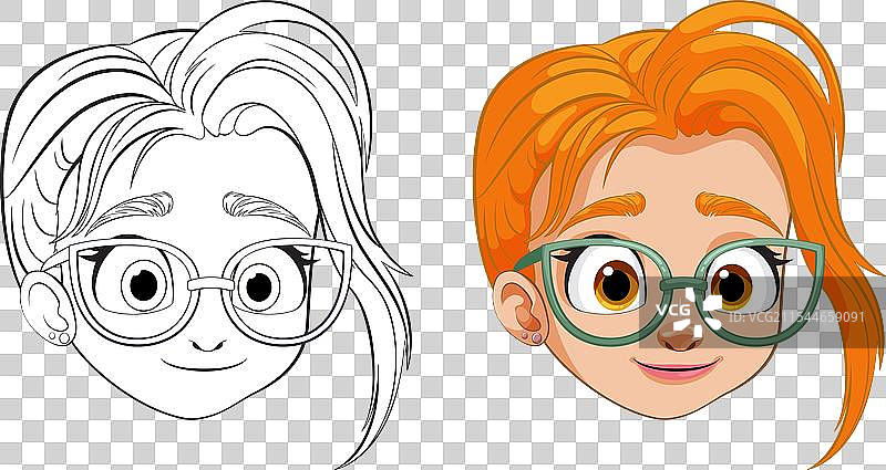 黑白与彩色女孩图片素材