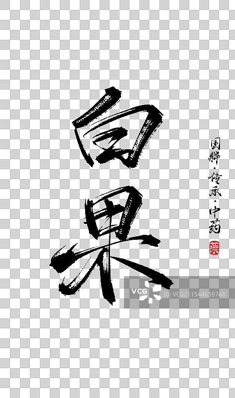 白果书法手写艺术字体（传统文化传承中医中药）图片素材