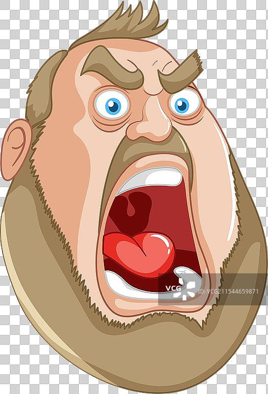 愤怒的男人在吼叫的卡通画图片素材