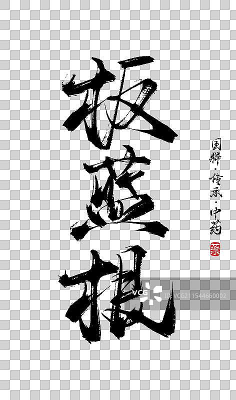 板蓝根书法手写艺术字体（传统文化传承中医中药）图片素材