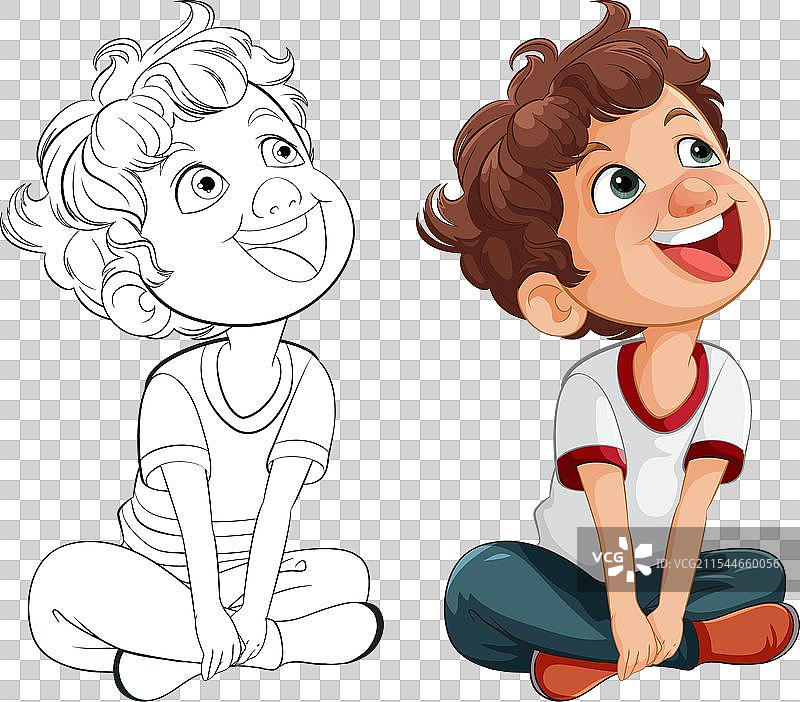 一个快乐的坐着的小男孩图片素材