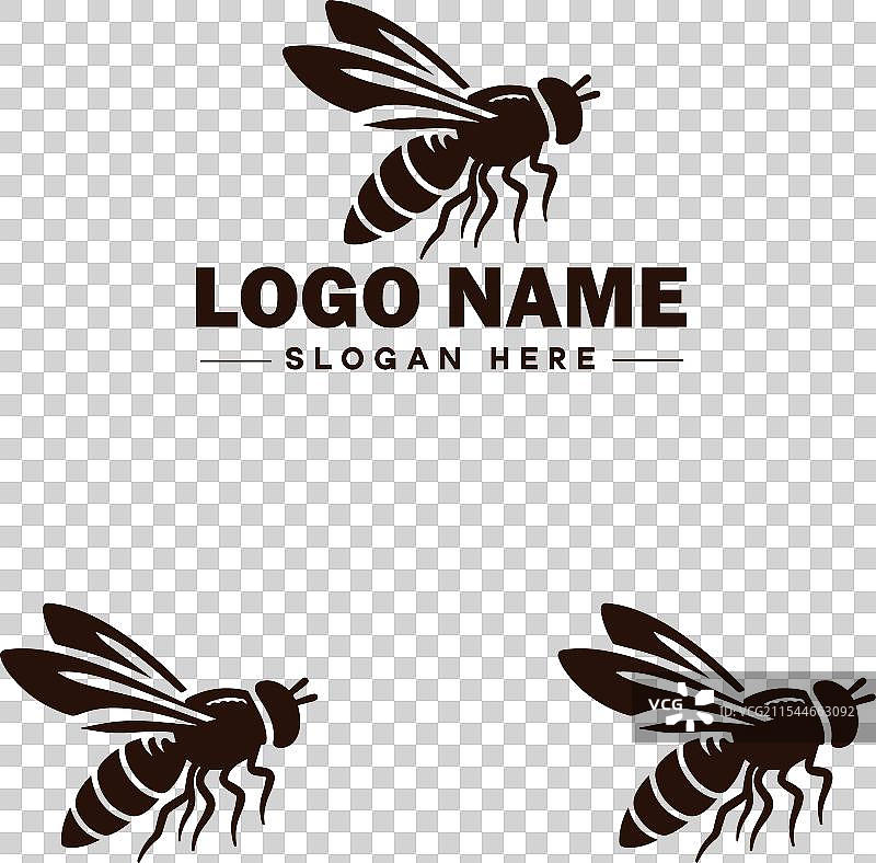 蜜蜂悬停飞虫标志图标，用于商业品牌应用图片素材