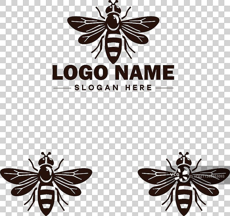 蜜蜂悬停飞虫标志图标，用于商业品牌应用图片素材