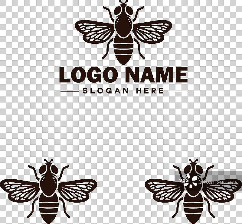 蜜蜂悬停飞虫标志图标，用于商业品牌应用图片素材