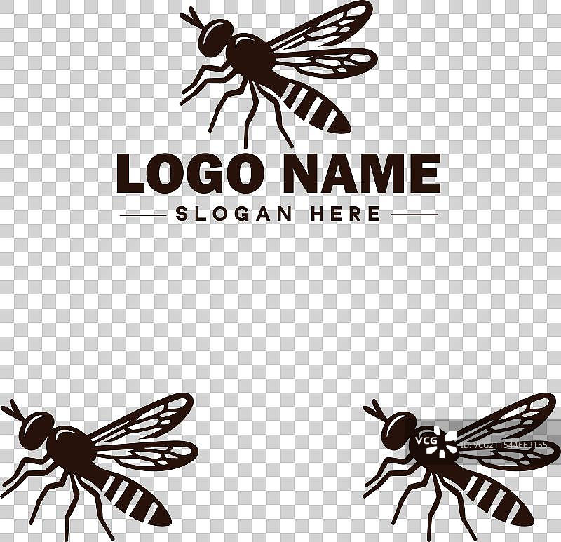 蜜蜂悬停飞虫标志图标，用于商业品牌应用图片素材