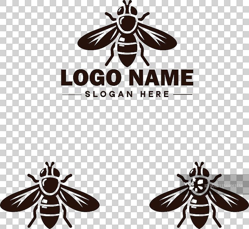 蜜蜂悬停飞虫标志图标，用于商业品牌应用图片素材