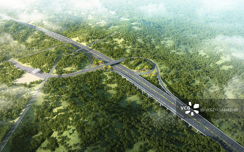 高速路口鸟瞰图图片素材
