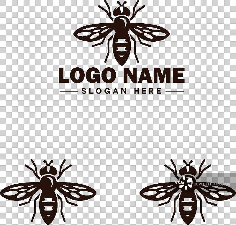 蜜蜂悬停飞虫标志图标，用于商业品牌应用图片素材