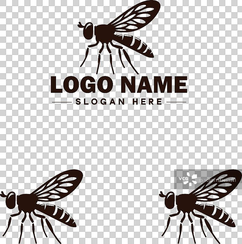 蜜蜂悬停飞虫标志图标，用于商业品牌应用图片素材