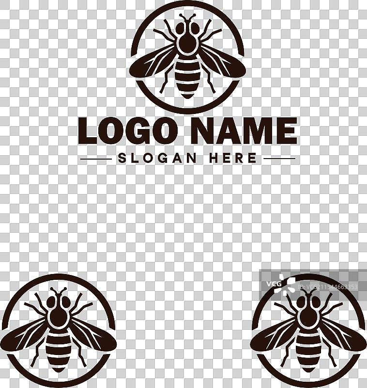 蜜蜂悬停飞虫标志图标，用于商业品牌应用图片素材