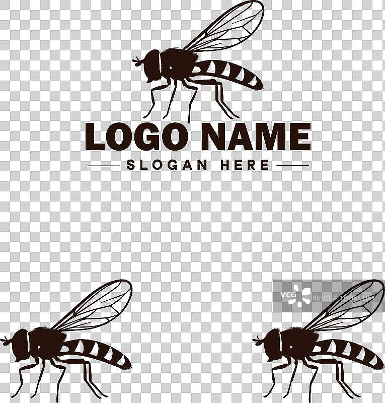 蜜蜂悬停飞虫标志图标，用于商业品牌应用图片素材