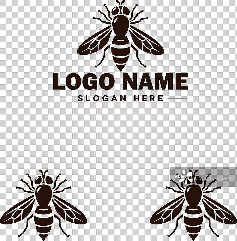 蜜蜂悬停飞虫标志图标，用于商业品牌应用图片素材