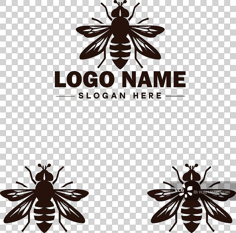 蜜蜂悬停飞虫标志图标，用于商业品牌应用图片素材