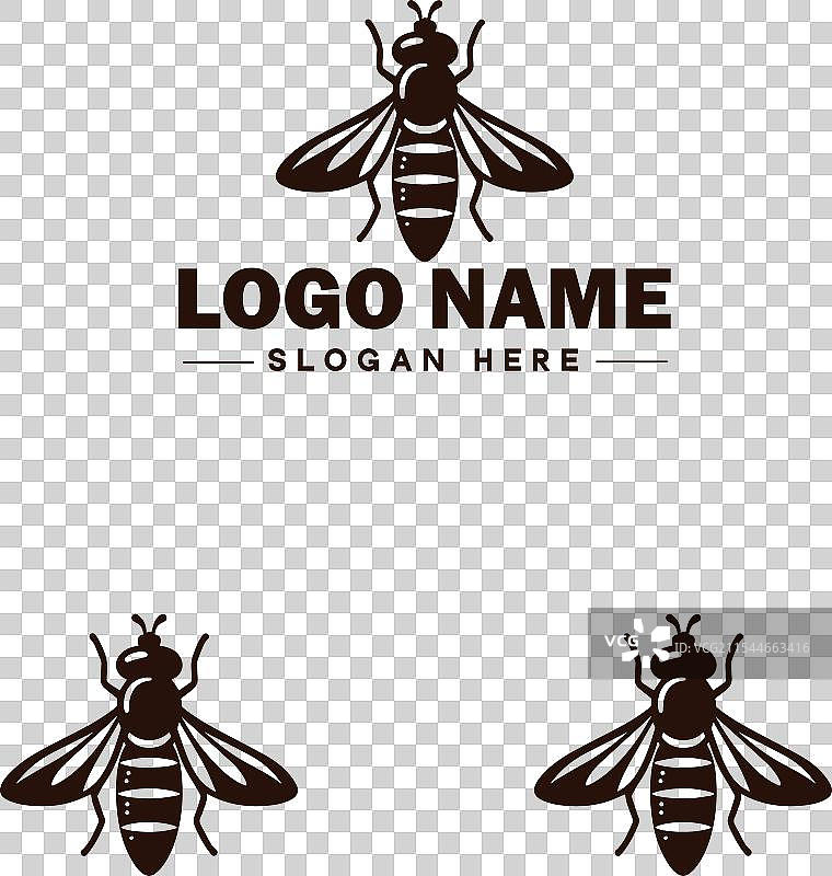 蜜蜂悬停飞虫标志图标，用于商业品牌应用图片素材