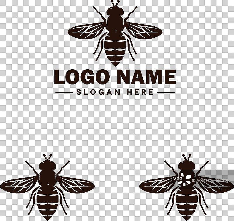 蜜蜂悬停飞虫标志图标，用于商业品牌应用图片素材