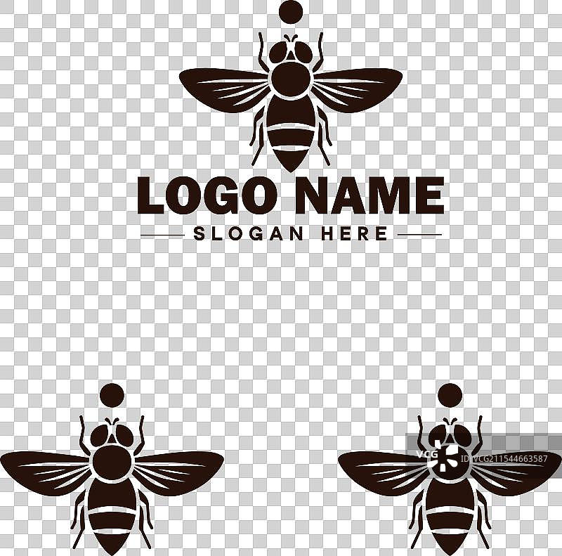 蜜蜂悬停飞虫标志图标，用于商业品牌应用图片素材