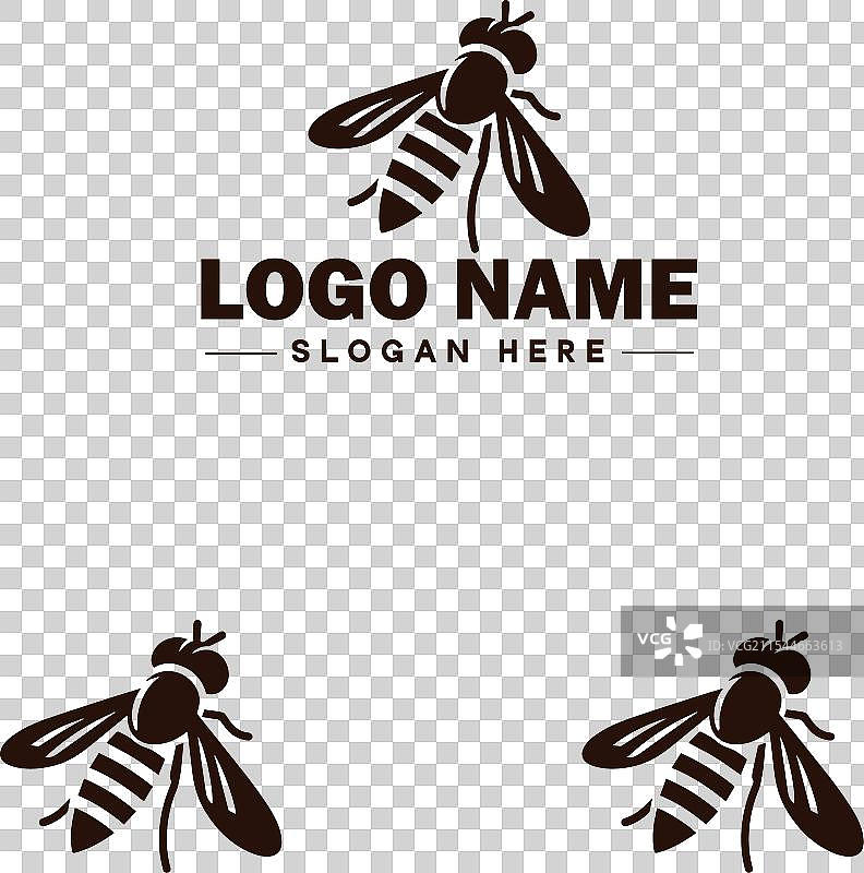 蜜蜂悬停飞虫标志图标，用于商业品牌应用图片素材