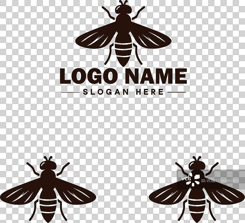 蜜蜂悬停飞虫标志图标，用于商业品牌应用图片素材