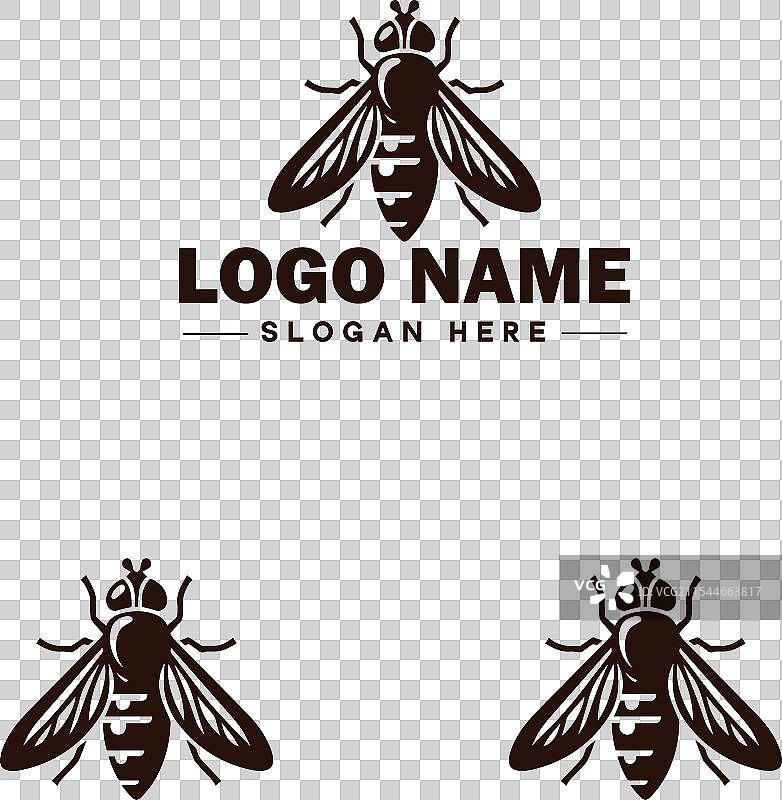 蜜蜂悬停飞虫标志图标，用于商业品牌应用图片素材