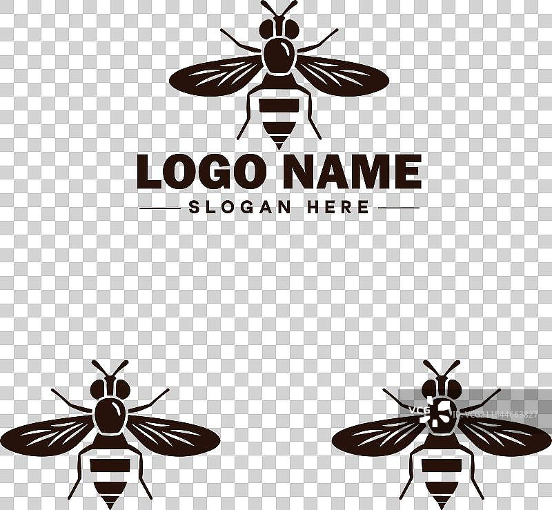 蜜蜂悬停飞虫标志图标，用于商业品牌应用图片素材