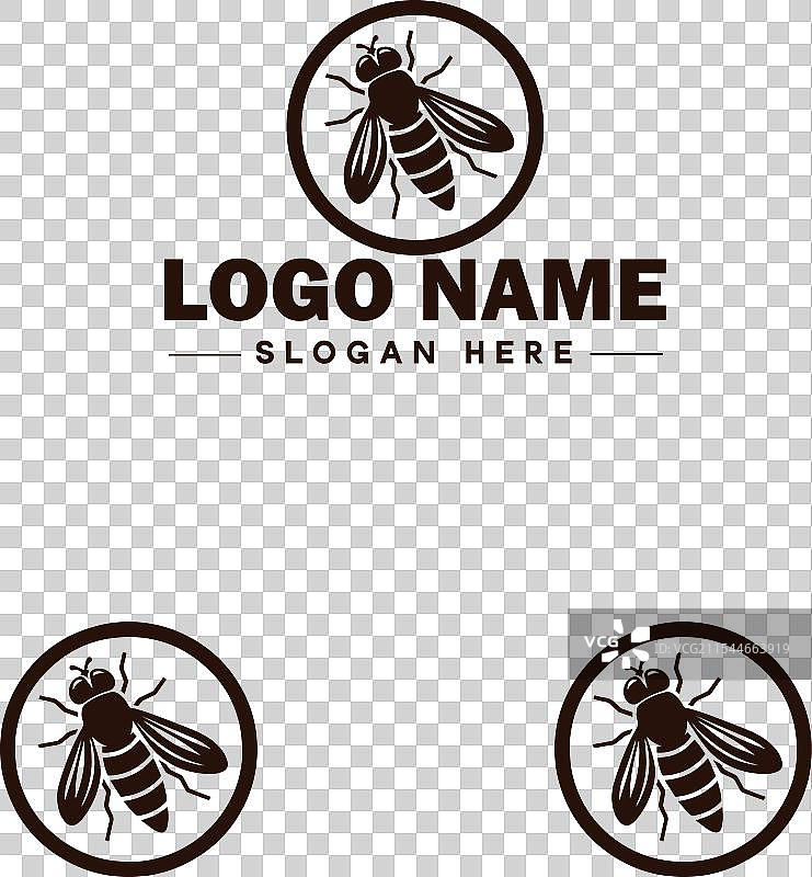 蜜蜂悬停飞虫标志图标，用于商业品牌应用图片素材